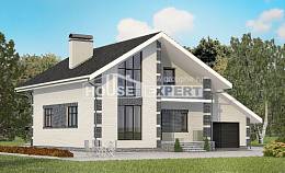 180-001-П Проект двухэтажного дома с мансардой, гараж, недорогой коттедж из блока Псков, House Expert