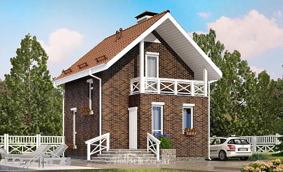 045-001-Л Проект двухэтажного дома с мансардным этажом, эконом домик из пеноблока, Опочка