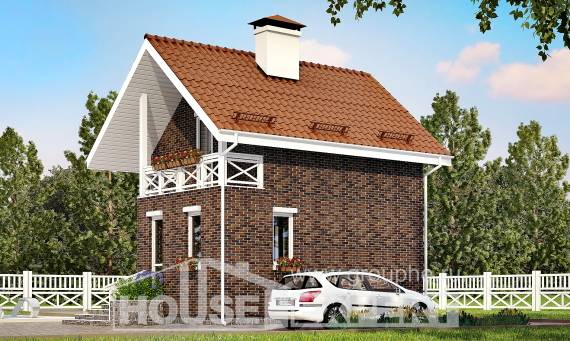 045-001-Л Проект двухэтажного дома с мансардой, махонький дом из теплоблока Невель, House Expert