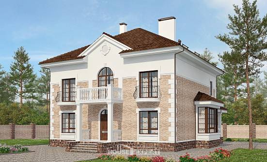 220-008-П Проект двухэтажного дома, уютный загородный дом из кирпича, Псков