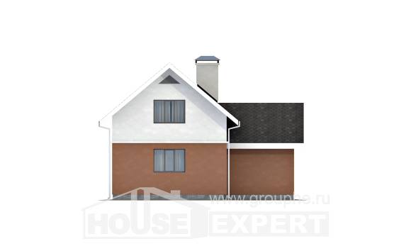 120-002-Л Проект двухэтажного дома мансардный этаж и гаражом, простой коттедж из твинблока, Опочка