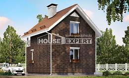 045-001-Л Проект двухэтажного дома мансардой, бюджетный коттедж из бризолита Невель, House Expert