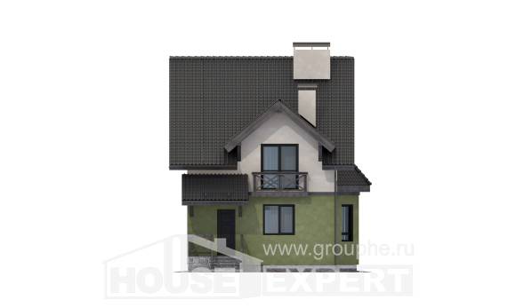 120-003-П Проект двухэтажного дома с мансардой, простой загородный дом из поризованных блоков Великие Луки, House Expert