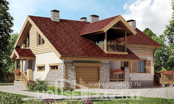 165-002-П Проект двухэтажного дома мансардный этаж, гараж, доступный дом из теплоблока Великие Луки, House Expert