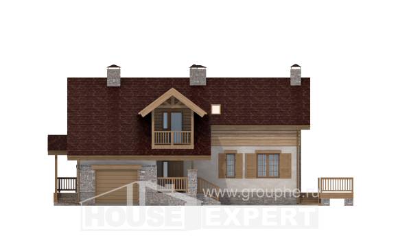 165-002-П Проект двухэтажного дома с мансардным этажом и гаражом, скромный загородный дом из поризованных блоков Псков, House Expert