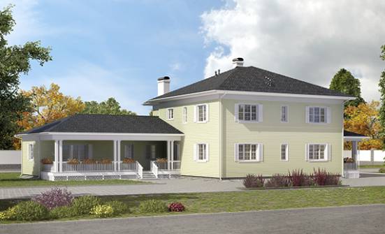 410-002-Л Проект двухэтажного дома и гаражом, классический коттедж из арболита Невель | Проекты домов от House Expert