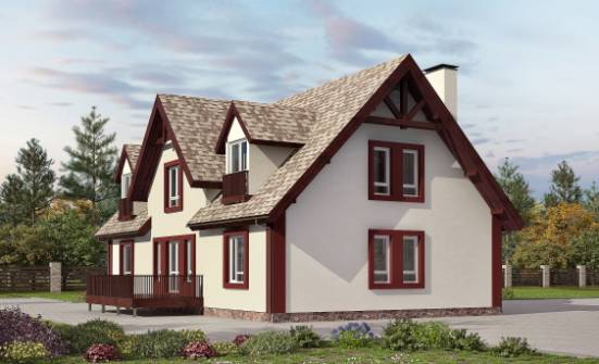 300-008-Л Проект двухэтажного дома мансардой, гараж, красивый домик из бризолита Псков | Проекты домов от House Expert
