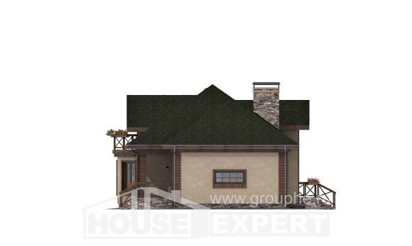 180-010-П Проект двухэтажного дома мансардой и гаражом, средний домик из поризованных блоков Опочка, House Expert