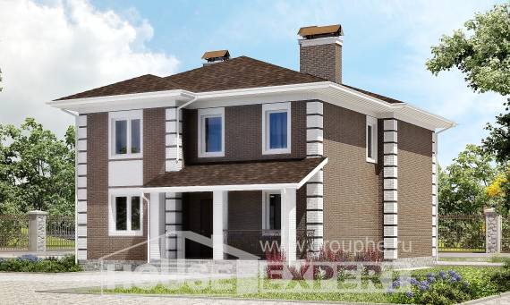 185-002-П Проект двухэтажного дома, небольшой дом из поризованных блоков Невель, House Expert