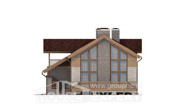165-002-П Проект двухэтажного дома с мансардным этажом, гараж, компактный загородный дом из керамзитобетонных блоков Опочка, House Expert