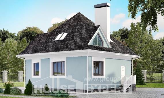 110-001-Л Проект двухэтажного дома с мансардой, компактный домик из поризованных блоков Псков, House Expert