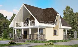 125-001-Л Проект двухэтажного дома с мансардой, скромный коттедж из теплоблока Пыталово, House Expert