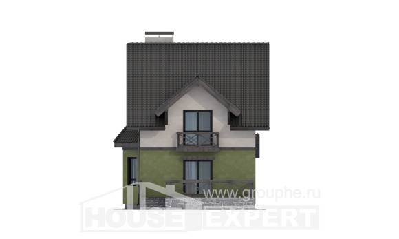 120-003-П Проект двухэтажного дома мансардный этаж, недорогой домик из газобетона Опочка, House Expert