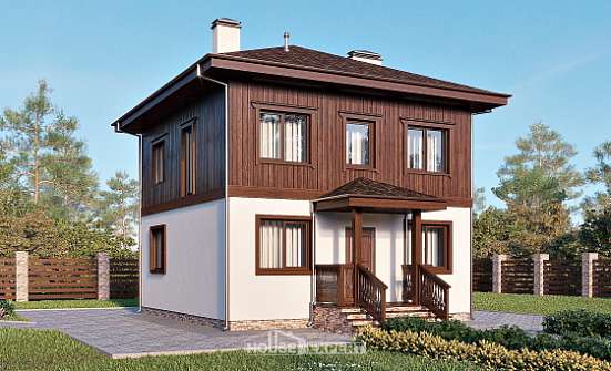 100-006-Л Проект двухэтажного дома, скромный домик из теплоблока, Псков