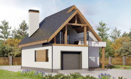 120-005-П Проект двухэтажного дома с мансардой, гараж, современный загородный дом из твинблока Великие Луки | Проекты домов от House Expert