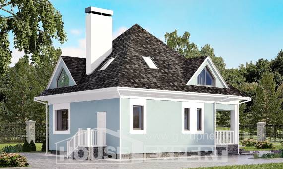 110-001-Л Проект двухэтажного дома мансардой, доступный домик из газобетона Опочка, House Expert