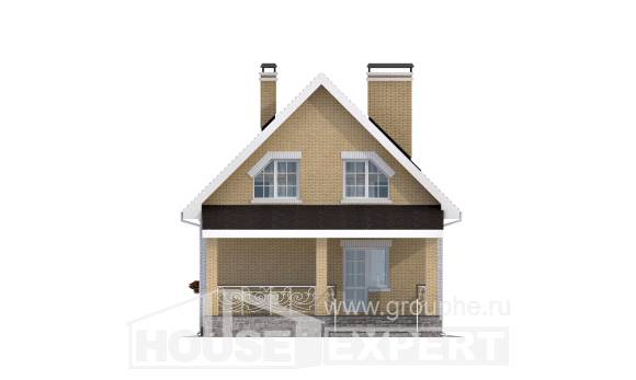 130-004-П Проект двухэтажного дома мансардный этаж, бюджетный дом из теплоблока Опочка, House Expert