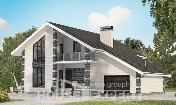 180-001-П Проект двухэтажного дома мансардный этаж и гаражом, недорогой загородный дом из теплоблока, Великие Луки