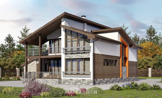 240-004-П Проект двухэтажного дома мансардный этаж, гараж, красивый домик из газосиликатных блоков Невель | Проекты домов от House Expert