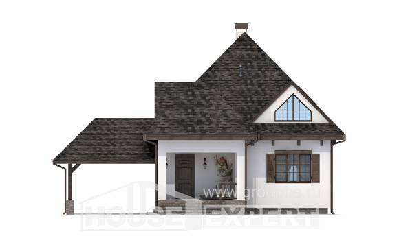 110-002-Л Проект двухэтажного дома с мансардным этажом и гаражом, скромный коттедж из поризованных блоков Великие Луки, House Expert