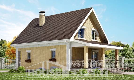 130-004-П Проект двухэтажного дома с мансардой, недорогой дом из твинблока Великие Луки, House Expert